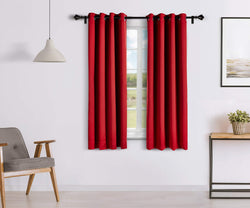 Amazon Brand  Solimo Polyester Solid Window Curtain, 5Ft (60), Set Of 2, Maroon, Blackout, Opaque