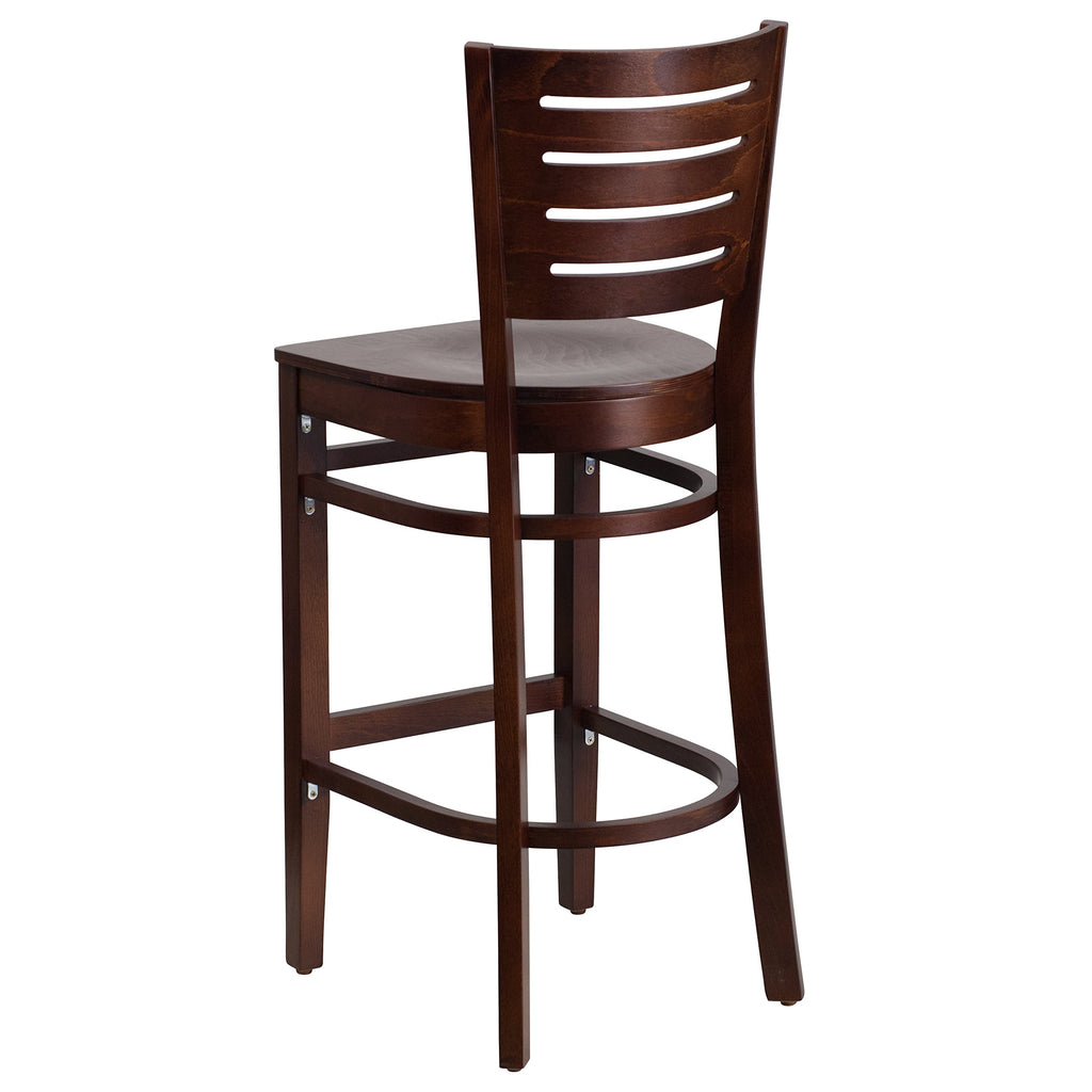 Flash Furniture Darby Series Slat Back Walnut Wood Restaurant Barstool