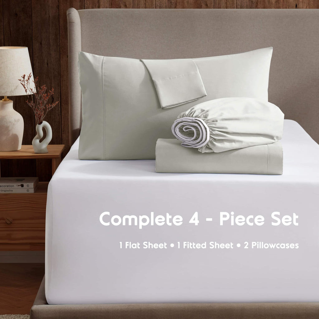 Nestl Cal King Size Sheets Set - 4 Piece California King Sheets, Deep Pocket, Hotel Luxury, Extra Soft, Breathable And Cooling, Off White Cal King Bed Sheets