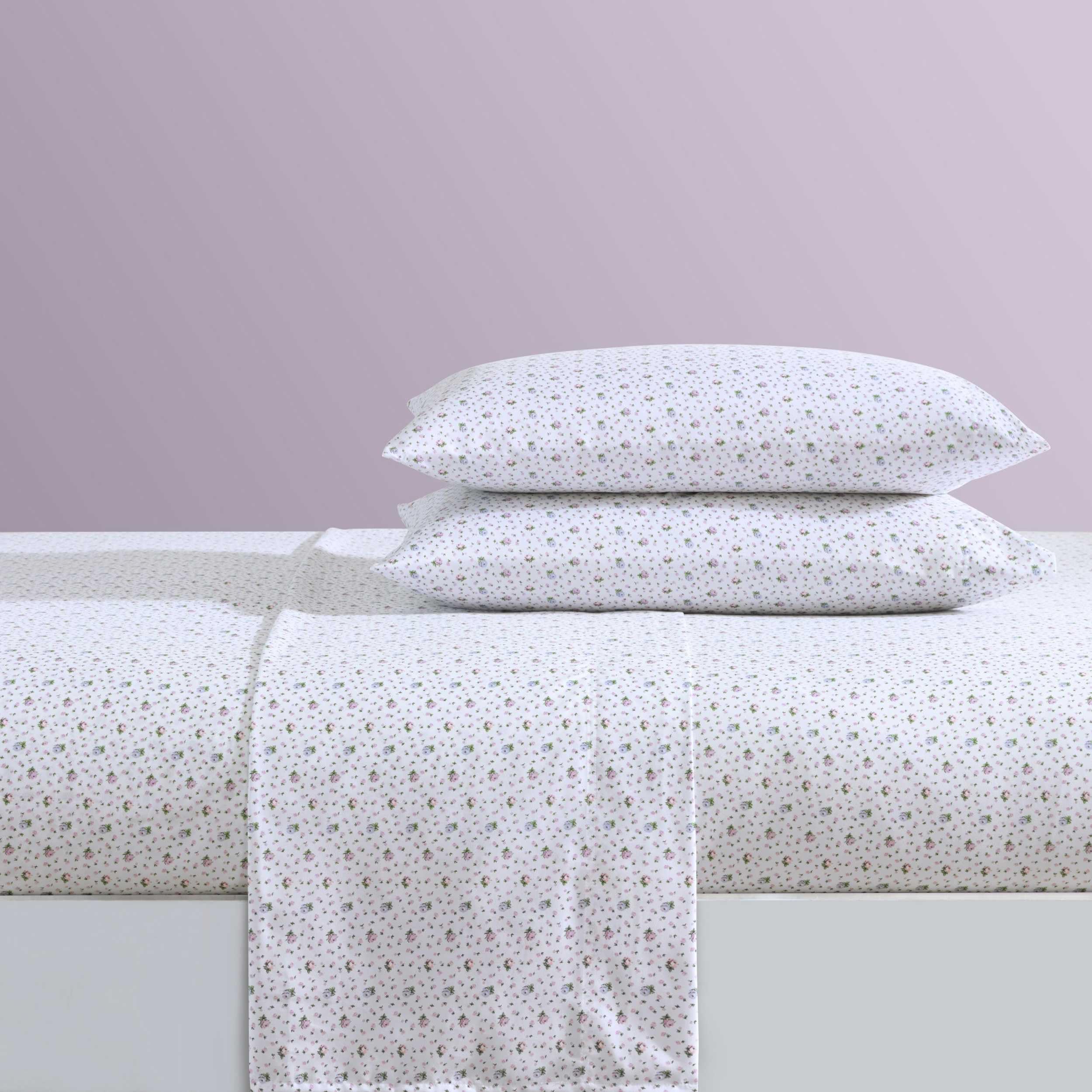 Betsey Johnson - King Bed Sheets, Soft & Lightweight Bedding, Fade & Wrinkle Resistant (Pretty Floral Ditsy Purple, King)