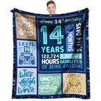 SIKLTY 14 Year Old Boy Throw Blanket, 60x50, Perfect Gift for 14th Birthday, Colorful Birthday Decorations for Boys Ages 14