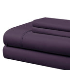 Cathay Home Essentials Ultra Soft Hypoallergenic Wrinkle Resistant Double Brushed Microfiber Bedding Sheet Set, Eggplant, Full