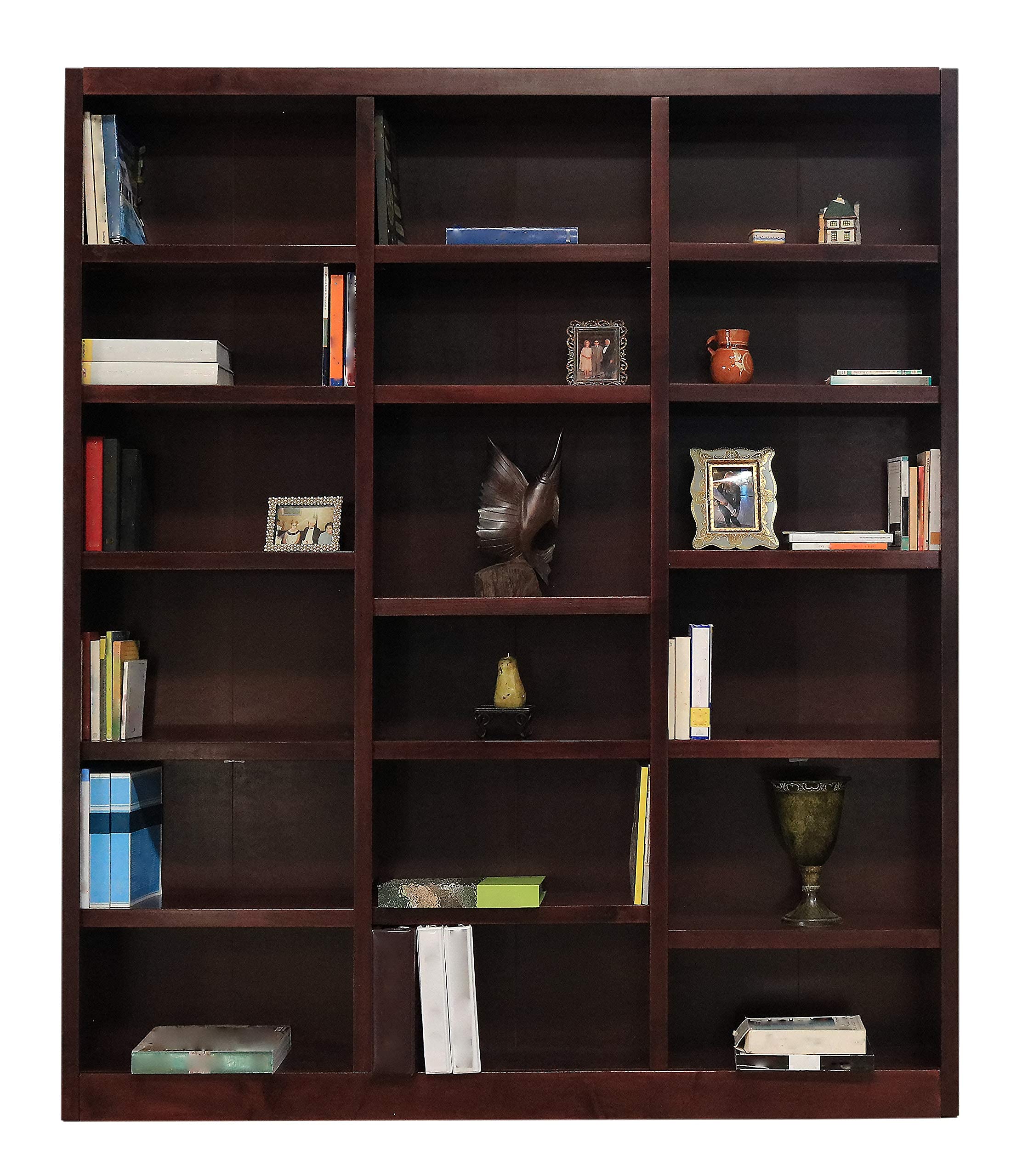 Concepts in Wood 18-Shelf Triple Wide Cherry Wood Bookcase