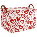 BOAMAU Kid Large Valentine's Day Basket Heart Cute Empty Gift Basket for Girlfriend Love Room Decor Storage Basket (Red)