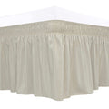 Biscaynebay Wrap Around Bed Skirts For King & Cal King Beds 16' Drop, Camel Grey Adjustable Elastic Dust Ruffles Easy Fit Wrinkle Resistant Silky Luxurious Fabric Machine Washable