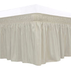 Biscaynebay Wrap Around Bed Skirts For King & Cal King Beds 16' Drop, Camel Grey Adjustable Elastic Dust Ruffles Easy Fit Wrinkle Resistant Silky Luxurious Fabric Machine Washable