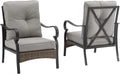 Crosley Furniture Dahlia 2-Piece Outdoor Chair Set, Patio Chairs For Conversation, Porch, Deck, Balcony, Matte Black With Taupe Cushions