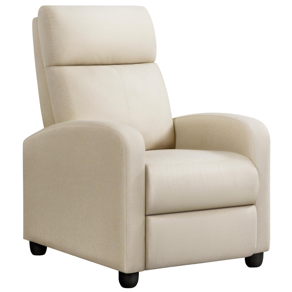 Yaheetech Modern Fabric Recliner Chair Sofa Adjustable Single Sofa With Thicker Seat Cushion And Backrest For Living Room Home Theater, Beige