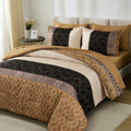 Dinjoy Boho Queen Comforter Set Brown,7 Piece Bed In A Bag Queen Size Warm Fall Bedding Sets Plaid Striped Comforters Bed Set Wi