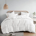 Comfort Spaces White King Size Duvet Cover Set - 3 Pieces Pintuck Pleated Duvet Cover King, All Season Lightweight, Extra Softness Pre-Washed Microfiber King Bedding Cover Shams, King/Cal King