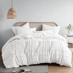 Comfort Spaces White King Size Duvet Cover Set - 3 Pieces Pintuck Pleated Duvet Cover King, All Season Lightweight, Extra Softness Pre-Washed Microfiber King Bedding Cover Shams, King/Cal King