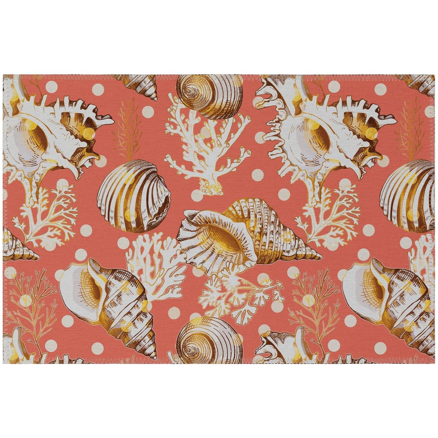 Seabreeze Sz6 Orange Coastal Rug Rectangle 3' X 5'