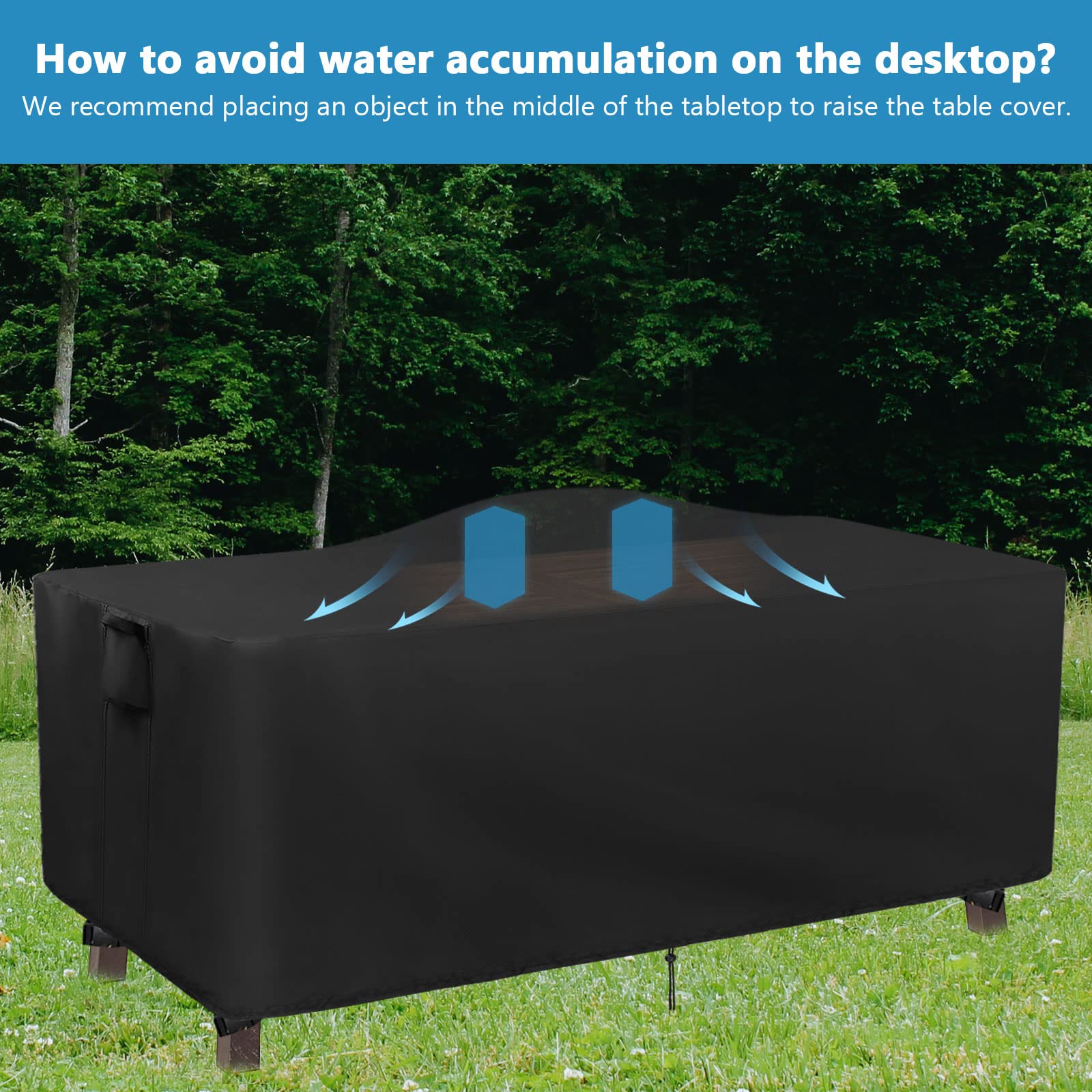 Kingling Patio Table Covers, Rectangular Outdoor Dining Table Cover 72 Inch Outdoor Coffee Table Covers Waterproof Heavy Duty Patio Furniture Covers For Outside-72''L X 36''W X 29''H (Black)