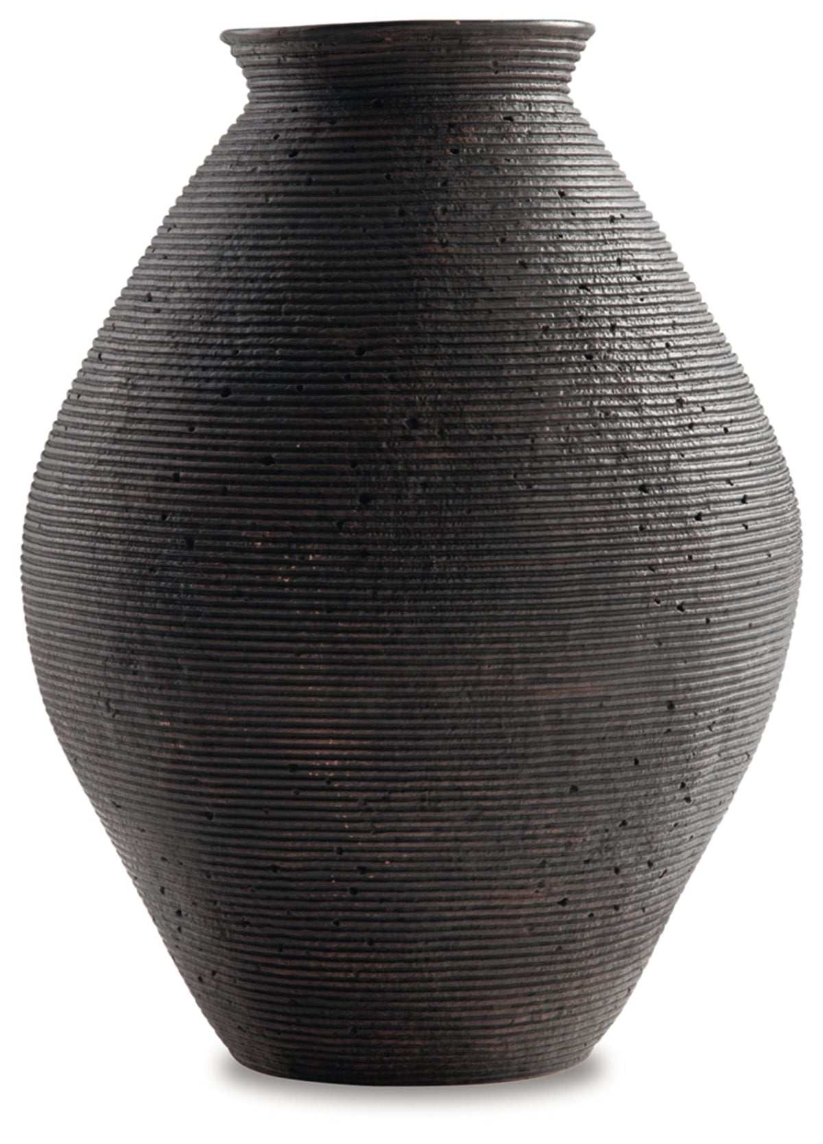 Signature Design by Ashley Hannela 17 Modern Distressed Polyresin Vase, Antique Brown