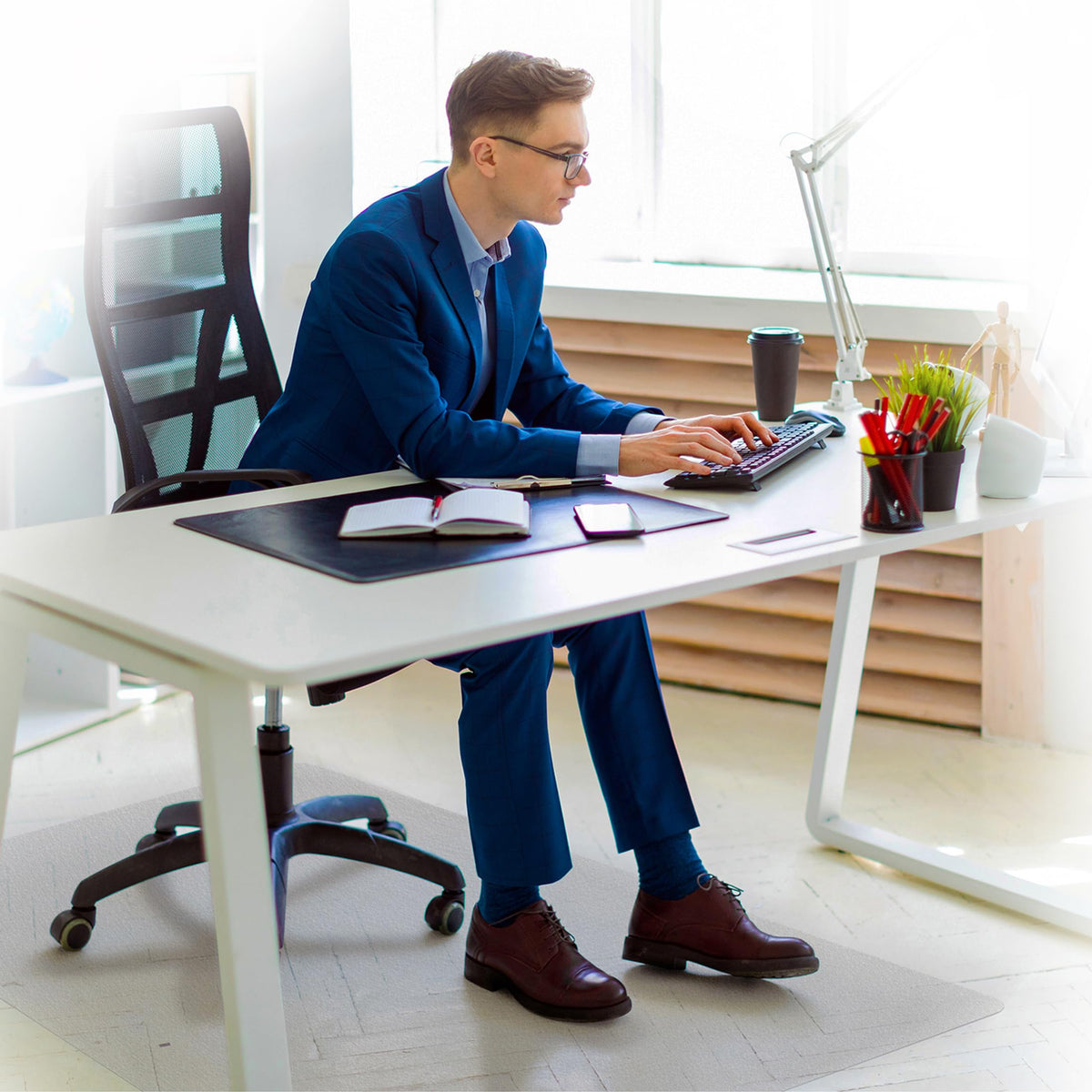 Floortex® Ecotex® BioPlus Eco Friendly Carbon Neutral Polycarbonate Chair Mat for Hard Floors - 45" x 53"