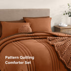 Monbix Burnt Orange Full Size Comforter Sets, 7 Piece Full Size Bedding Sets, Warm Comforters, Bed In A Bag Full With Sheets,Pil