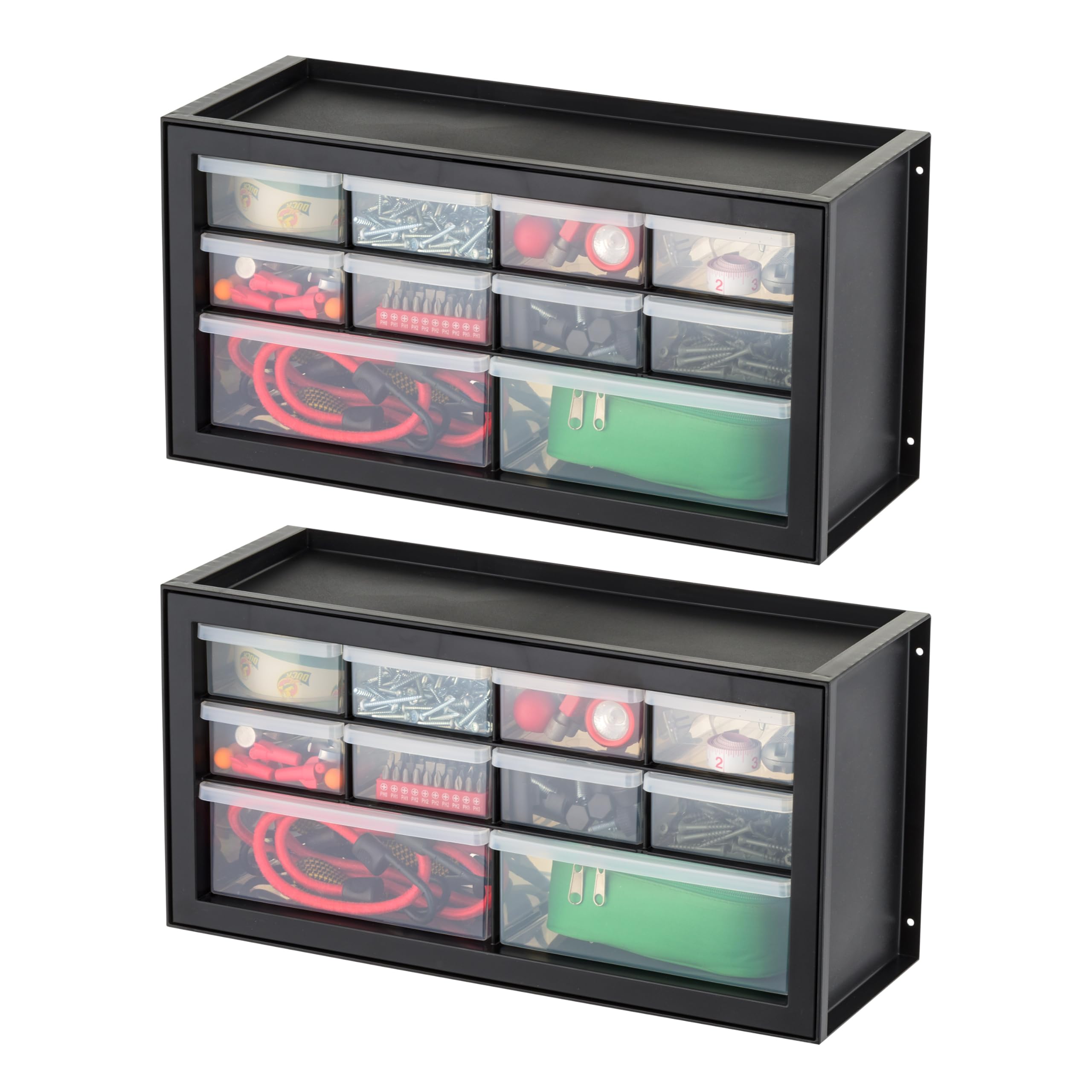 IRIS USA Screw Organizer, Hardware Storage Organizer, 10 Drawer Parts Cabinet, 2 Pack, Plastic Drawer Storage for Hardware Craft