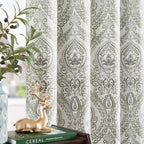 Jinchan 100% Blackout Curtains 63 Inch Length 2 Panels Sage Green Damask Medallion Window Curtains For Bedroom Grommet Thermal Insulated Drapes For Living Room Vintage Luxury Window Treatments Set
