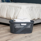 Mind Reader 40L Laundry Basket, Clothes Hamper, Ventilated, Plastic, 23''L X 14.5''W X 10.5''H, Set Of 2, Gray