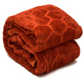 BENAVJI Mink Floral Embossed Super Soft AC Bed Velvet for Winter Blanket (Single, Rust)