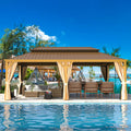 Mellcom 14' X 22' Gazebo, Hardtop Gazebo Wood-Looking Gazebo With Galvanized Steel Double Roof, Aluminum Frame, Outdoor Patio Ha