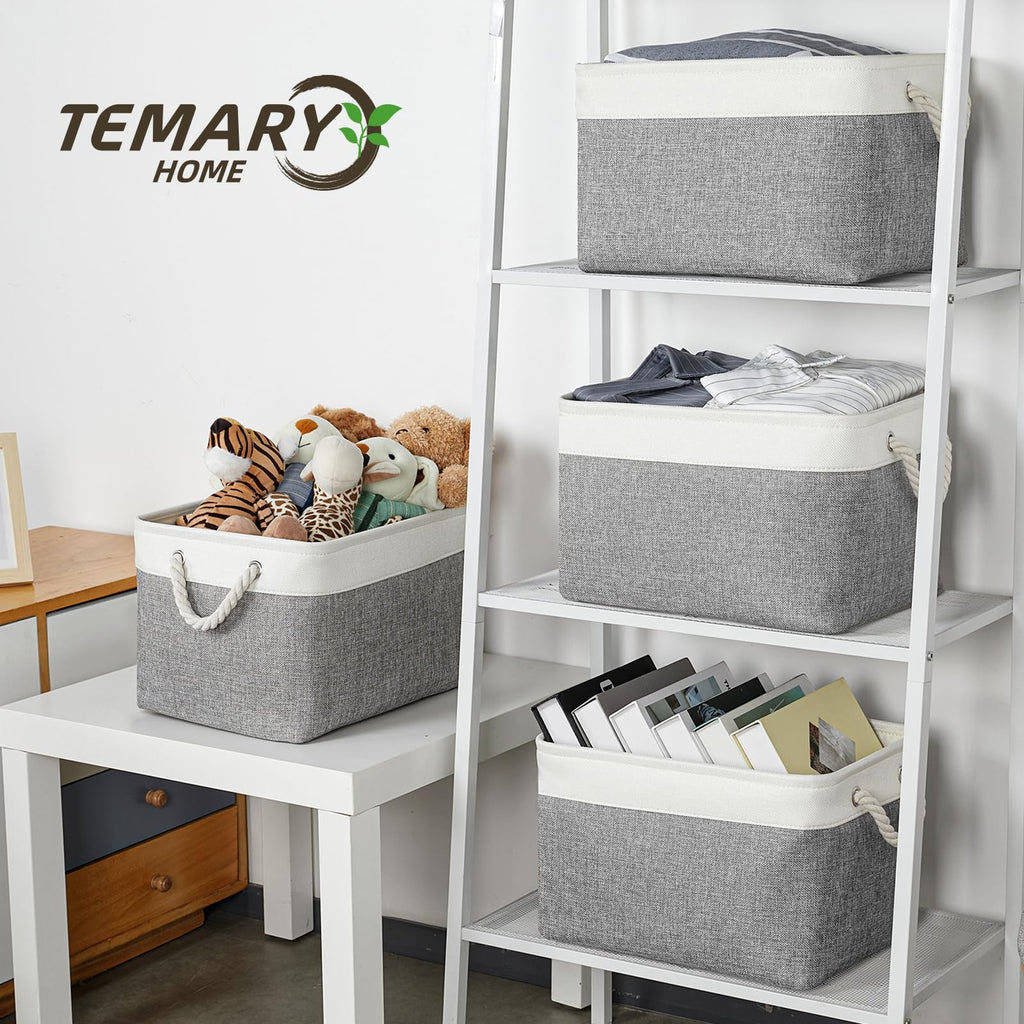 Temary Storage Baskets 4Pack Fabric Storage Bins Clothes Baskets With Rope Handle, Decorative Basket For Gift, Baskets For Stora