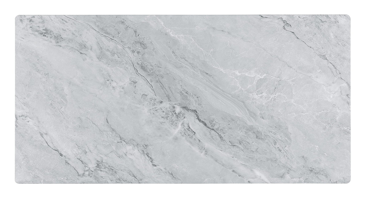 Lilola Home Landon Coffee Table with Glass Gray Marble Texture Top and Bent Wood Design