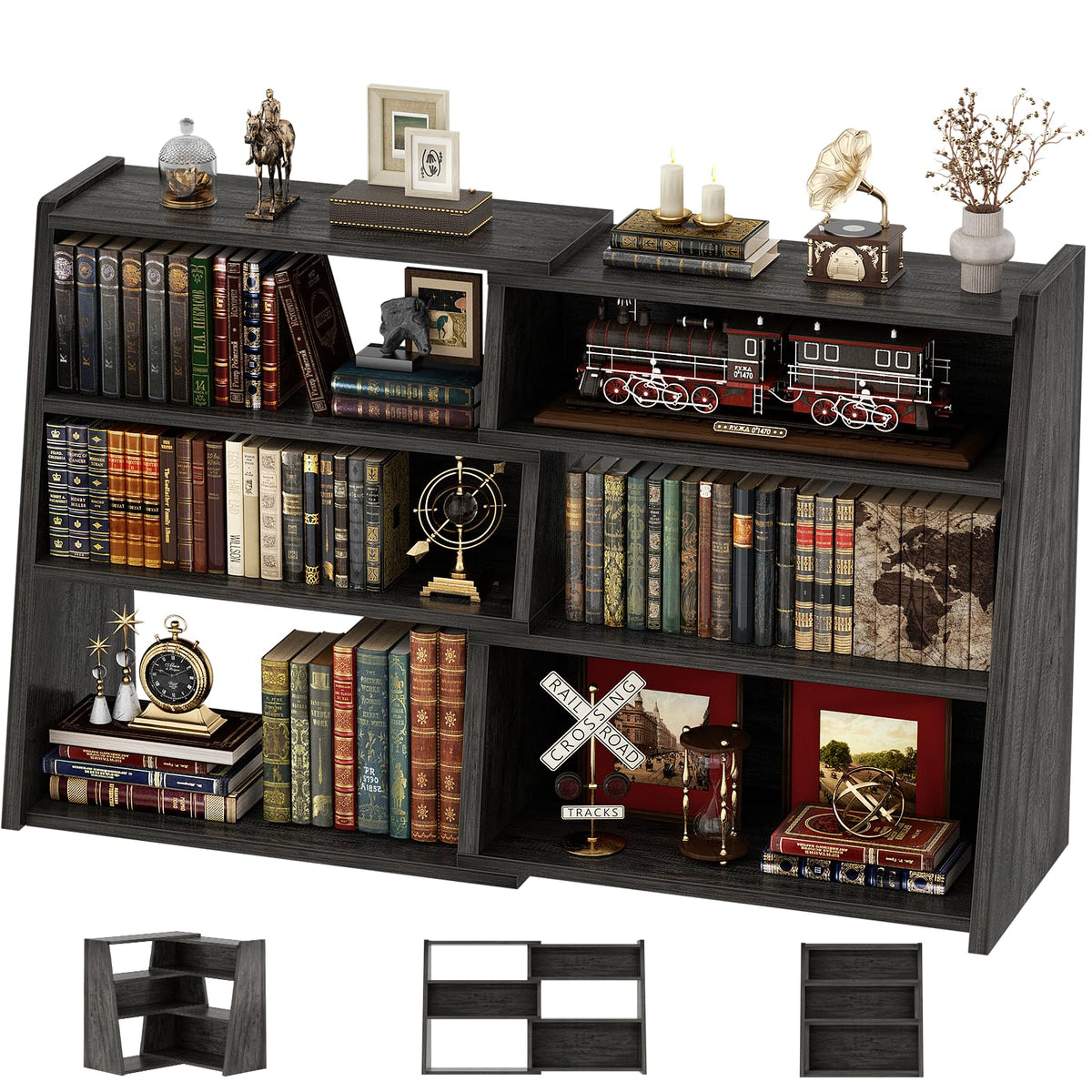 Armocity Expandable Bookshelf Small Short Corner Bookcase for Small Spaces
