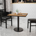 Flash Furniture Graniss 30'' Square Walnut Laminate Table Top with 18'' Round Table Height Base