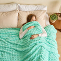 Newcosplay Super Soft Queen Blanket Aqua Premium Silky Flannel Fleece 3D Waffle Checkered Lightweight Bed Blanket All Season Use