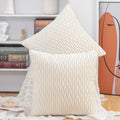 Madizz Set Of 2 Super Soft Velvet Decorative Throw Pillow Covers 26X26 Inch White Square With Texture Luxury Style Cushion Case
