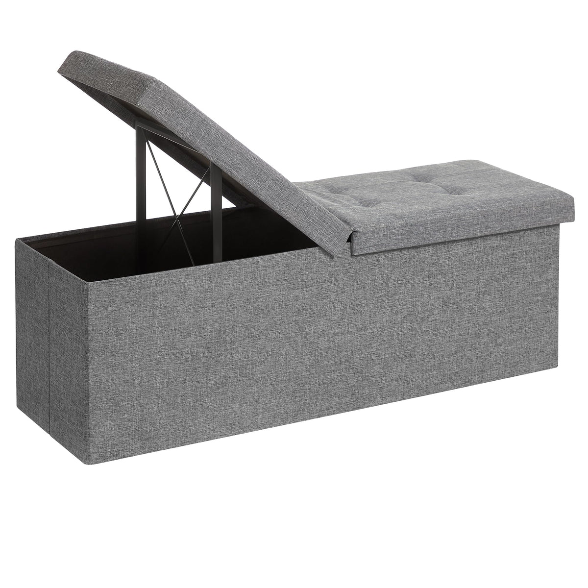 Songmics Mazie Collection - 43 Inches Storage Ottoman, Foldable Storage Bench With Flipping Lid, 660 Lb Load Capacity, For Entryway, Living Room, Bedroom, Light Gray Ulsf71G