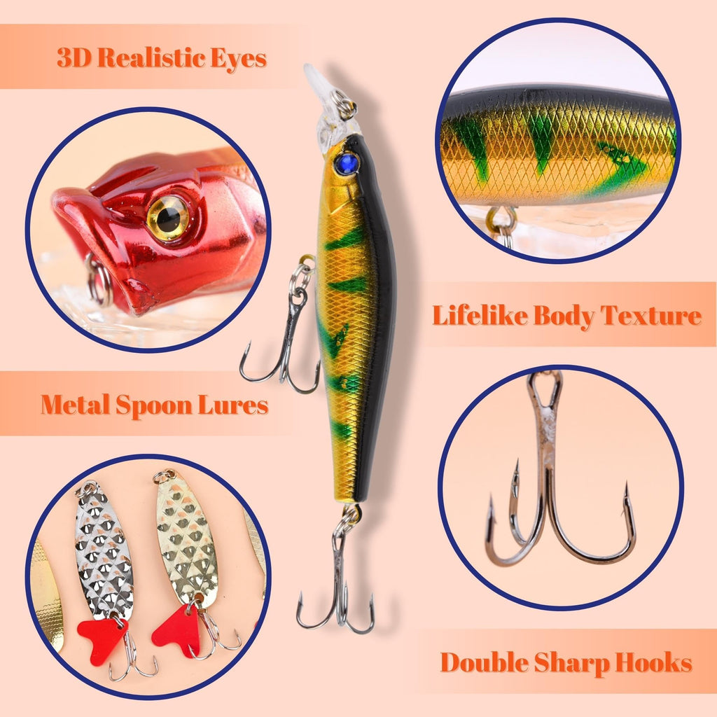 Advent Calendar Fishing Christmas Countdown - 24 Days Fishing Lures Set For Fisher Adult Men Teen Boys - 2024 Xmas Surprise Gift