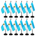 12 Pack Argentina Desk Flags Set, Argentine Small Mini Table Office Flags With 12' Solid Black Pole, 8.2 X 5.5 Inches, Home And