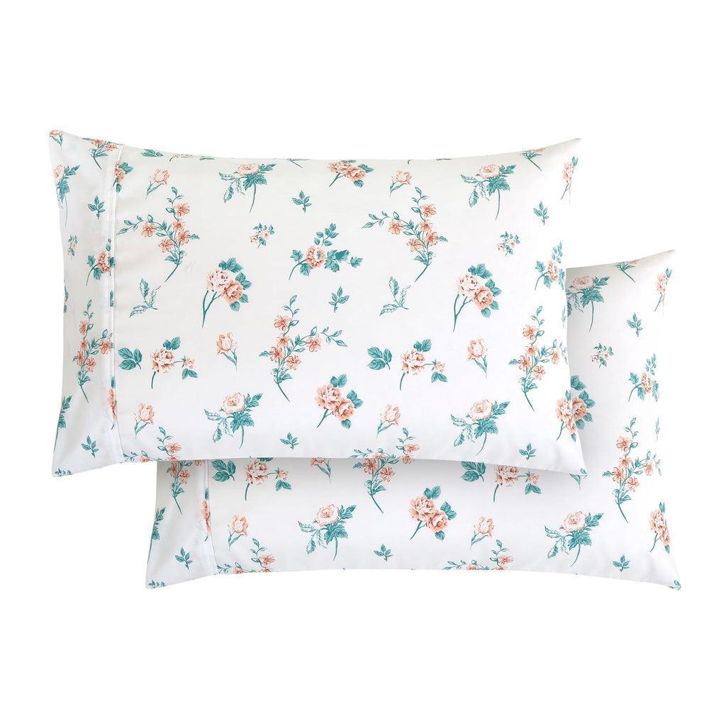 Elegant Comfort Ultra Soft Set Of 2 Floral Print Pillowcases - 1500 Premium Hotel Quality Microfiber, Soft And Smooth Envelope Closure 2-Piece Pillow Covers - King, Pink Celia