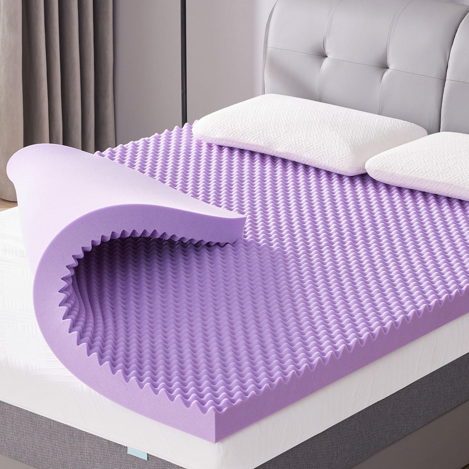 Sinweek 3 Inch Egg Crate Memory Foam Mattress Topper Twin Size, Soft Mattress Pad For Back Pain Relief, Bed Topper, Certipur-Us
