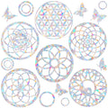6 Big Mandala Window Decals for Bird Strikes - Anti-Collision Window Clings to Save Birds from Window Collisions,Non Adhesive Pr