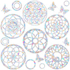 6 Big Mandala Window Decals for Bird Strikes - Anti-Collision Window Clings to Save Birds from Window Collisions,Non Adhesive Pr