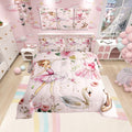 Manfei Ballet Dance Girl Pink Queen Size Comforter Set,Fantasy Dancing Dress Shoes Down Alternative Adults Room Decor,Dreamy Swa