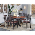 East West Furniture Avon7-Blk-Lc 7 Pc Dining Room Set-Oval Table With Leaf And 6 Dining Chairs