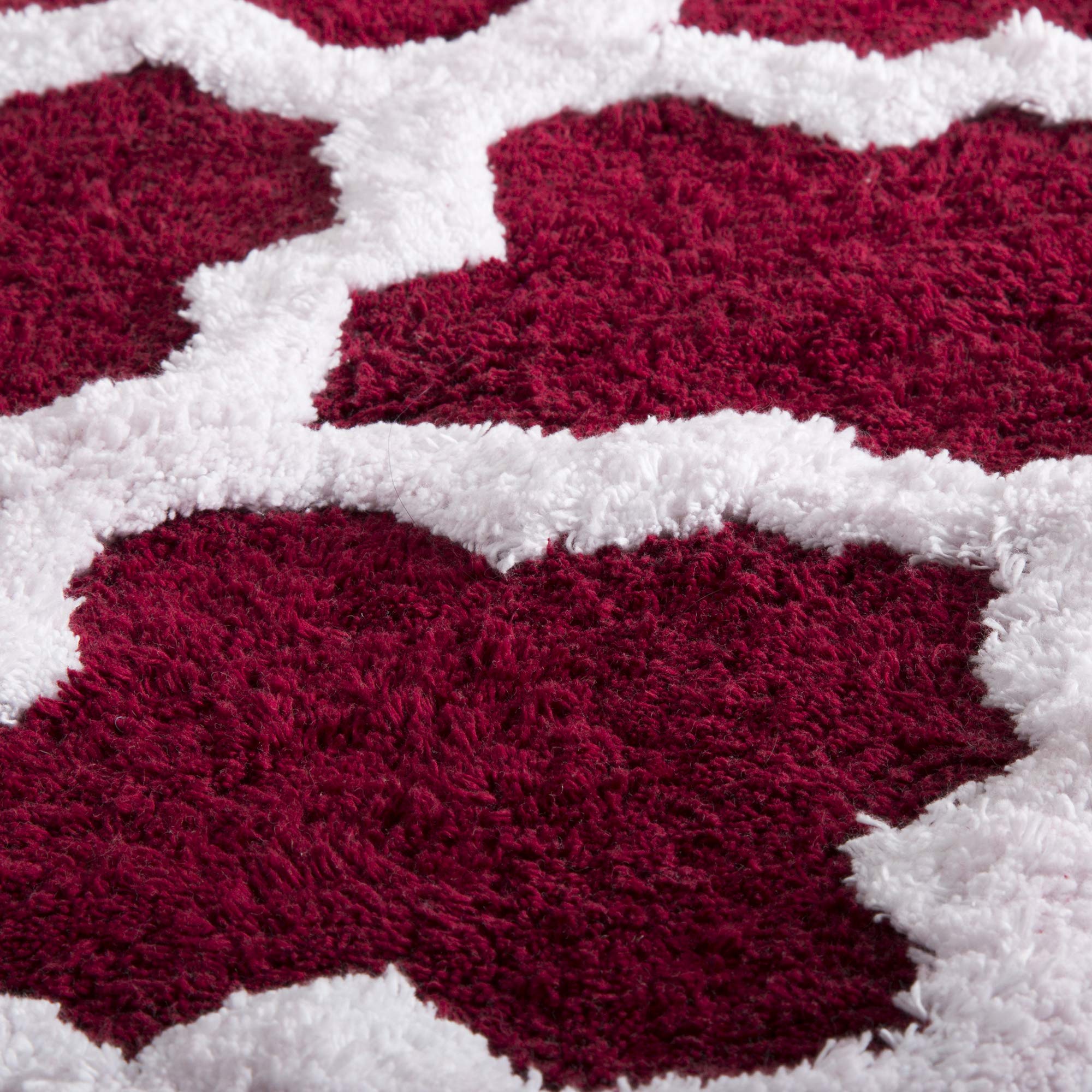 100% Cotton Bathroom Rug - 24X60-Inch Bathmat With Trellis Pattern And Non-Slip Base - Machine Washable Bathroom Rugs By Lavish