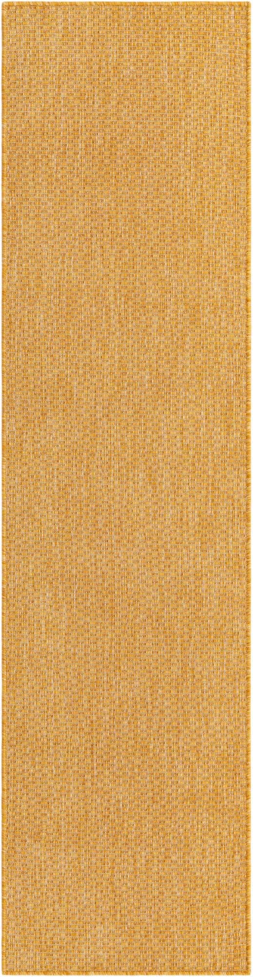 Unique Loom Collection Casual Transitional Solid Heathered Indoor/Outdoor Flatweave Area Rug (2' x 8' Runner, Corn Harvest Yello
