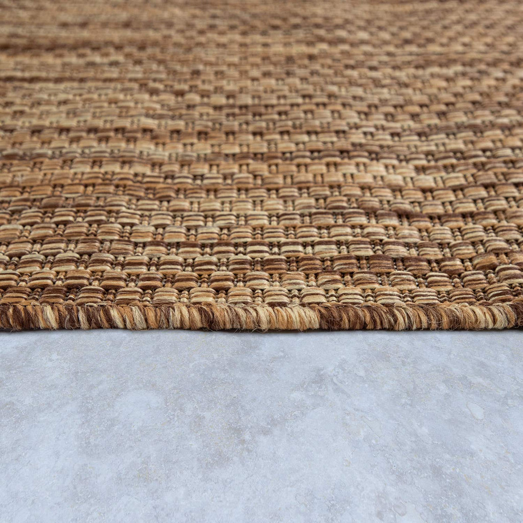 Solid Outdoor Rug For Patio Or Balcony Weatherproof In Mottled Brown Beige, Size: 2' X 3'3'