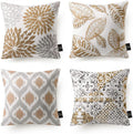 Phantoscope Set Of 4 New Living Series Leaf Geometric Throw Decorative Pillow Cover Cushion Cover, Coffee, 22 X 22 Inches, 55 X