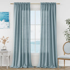 Guken Olive Green Linen Curtains 120 Inch Length For Living Room Bedroom 2 Panels Set Rod Pocket Light Filtering Semi Sheer Wind