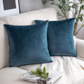 Phantoscope Pack Of 2 Velvet Decorative Throw Decorative Pillow Cover Soft Solid Square Cushion Case For Couch Dark Blue 18 X 18