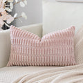 Otostar Corduroy Decorative Throw Pillow Covers 16X24 Inch Super Soft Boho Striped Rectangle Pillow Covers Case Modern Cushion Covers For Sofa Couch Bedroom Car Decor Pink