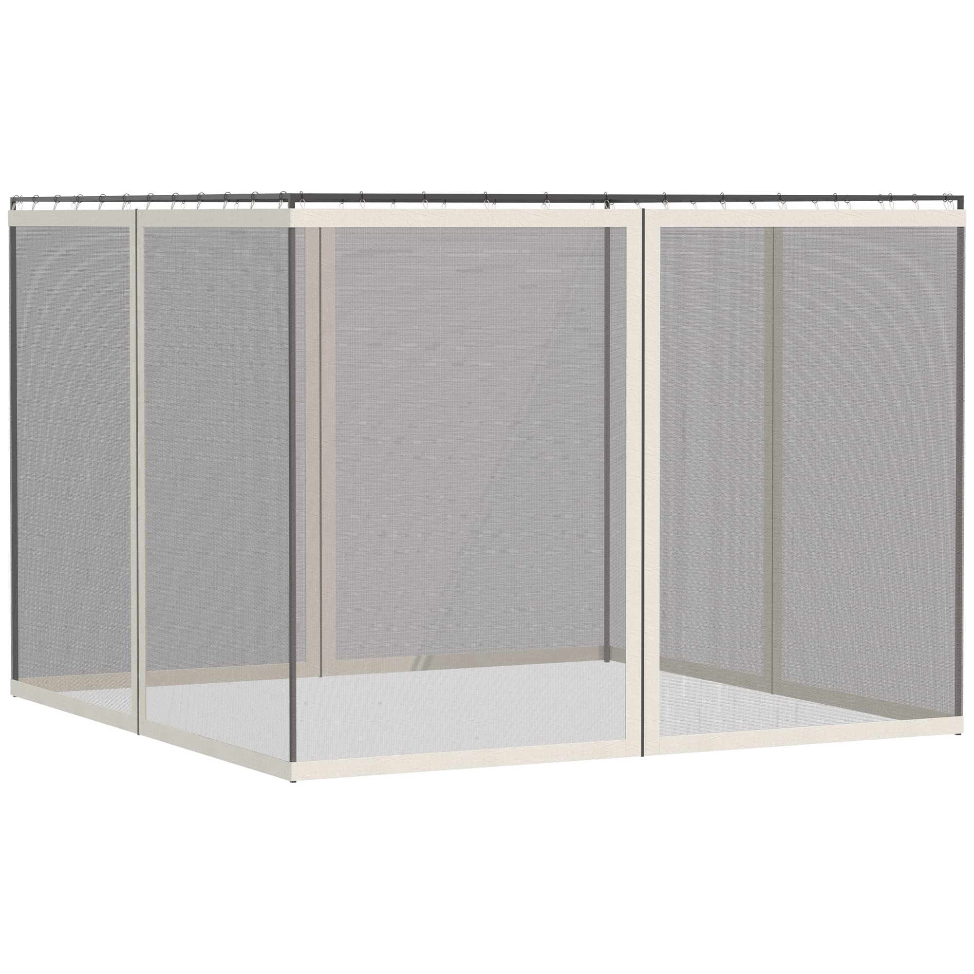 Outsunny 10' X 13' Replacement Mesh Sidewall Netting For Patio Gazebos And Canopy Tents With Zippers (Sidewall Only), White