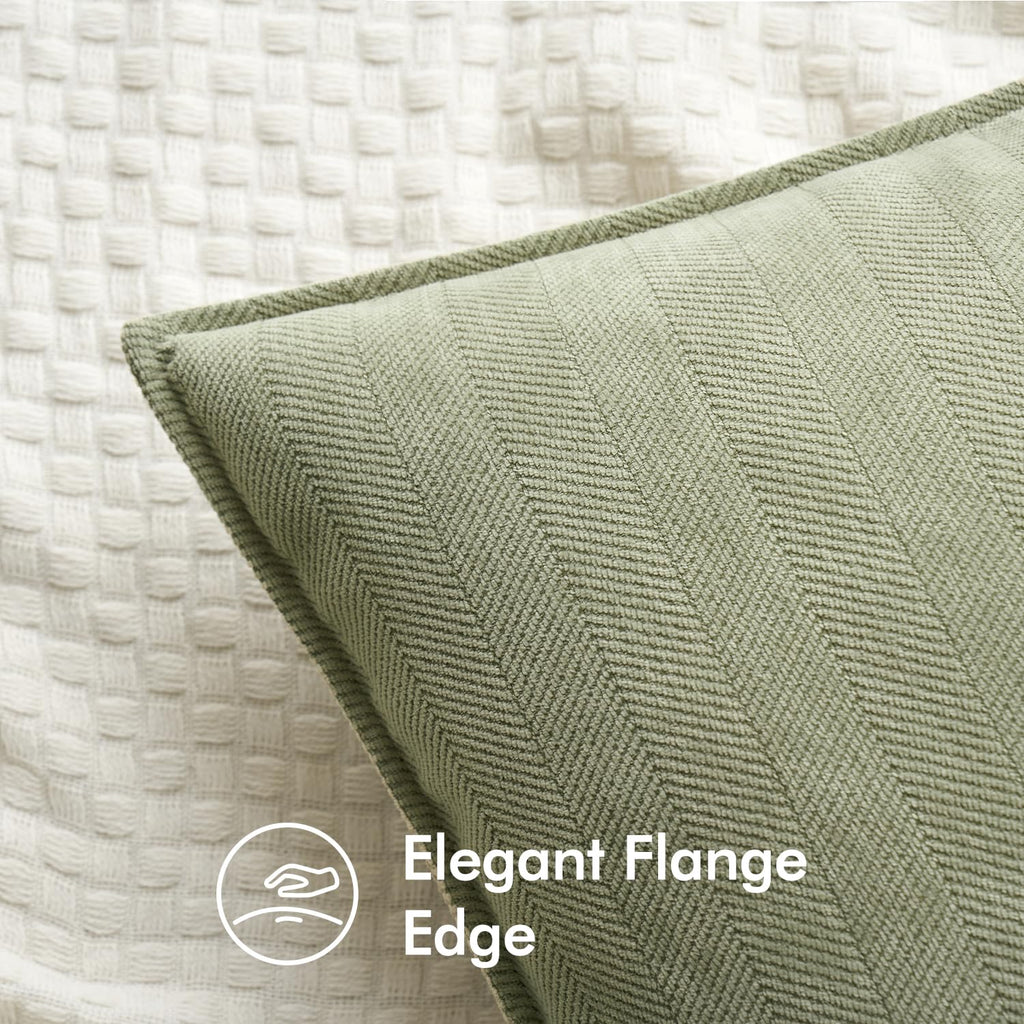 Miulee Pack Of 2 Sage Green Decorative Pillow Covers 18X18 Inch Soft Chenille Luxurious Couch Throw Pillows Farmhouse Cushion Covers With Elegant Design For Sofa Bedroom Living Room Home Decor