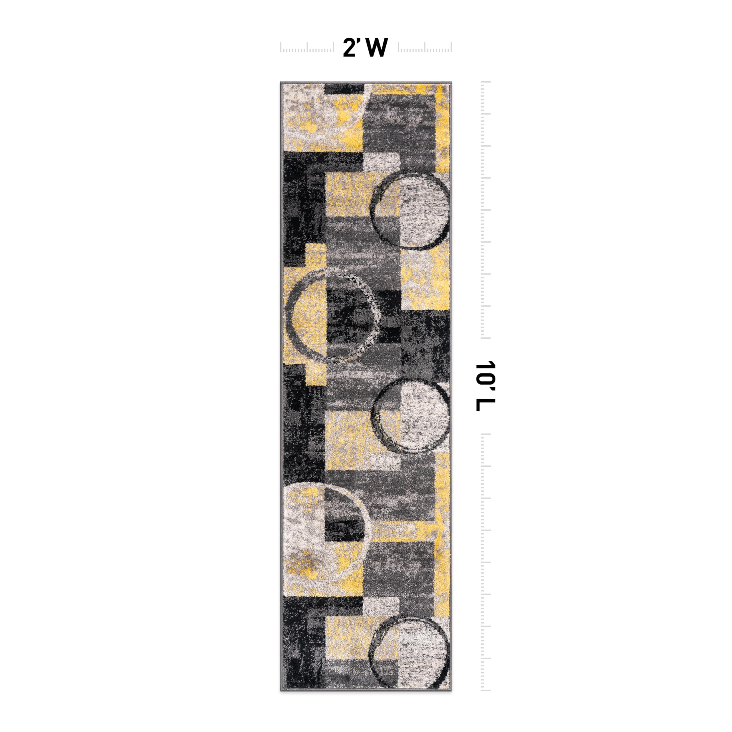 Rugshop Contemporary Abstract Circle Design Soft Runner Rug 2' X 10' Yellow